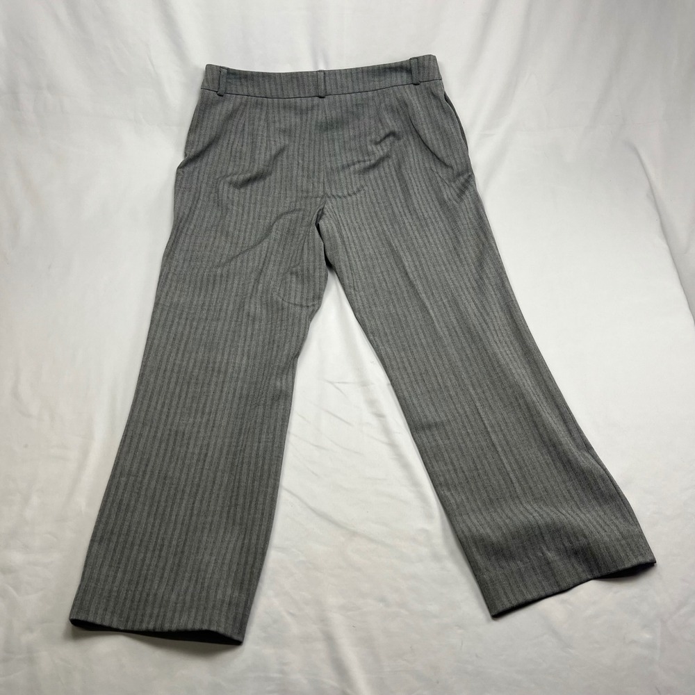 Apostrophe Herringbone Dress Pants Grey Stretch Wide Leg Trousers 16
